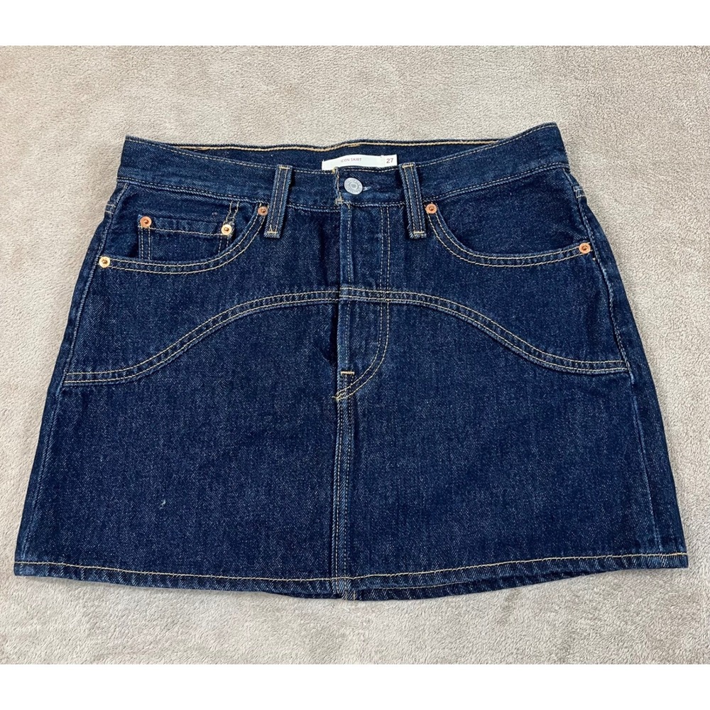 Levi's Premium Western Icon Skirt Women's Size 27(30) Blue Denim Cotton EUC